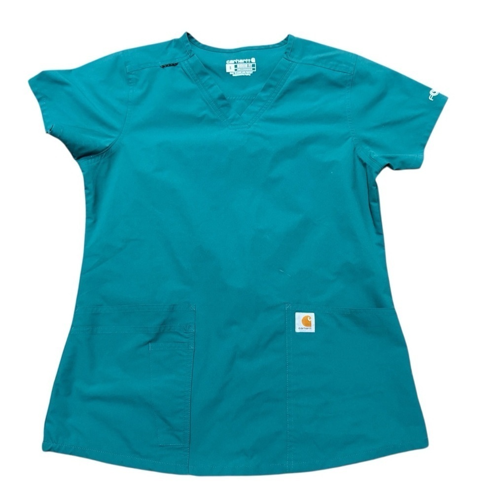 Carhartt Force Women's V-Neck Scrub Top Modern Fit Hunter Green Size Small - Picture 2 of 11